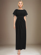 A-line Scoop Ankle-Length Chiffon Mother of the Bride Dress With Beading Pleated